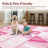 Ultra Soft Area Rug, Non Slip, Stain Resistant, Washable Area Rugs for Living Room, Bedroom, Soft Plush Circular Learning Atmosphere(Pink)