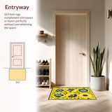 Ultra Soft Area Rug, Non Slip, Stain Resistant, Washable Area Rugs for Living Room, Bedroom, Whimsical Floral Playful Aesthetic(Yellow)