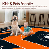 Ultra Soft Area Rug, Non Slip, Stain Resistant, Washable Area Rugs for Living Room, Bedroom, Stylish Round Athletic Theme(Orange)