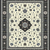 Ultra Soft Area Rug, Non Slip, Stain Resistant, Washable Area Rugs for Living Room, Bedroom, Rustic Neutral Tone Floral Pattern(White)