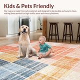 Ultra Soft Area Rug, Non Slip, Stain Resistant, Washable Area Rugs for Living Room, Bedroom, Washable Vintage Soft Floor Carpet with Abstract Geometric Art(Red)