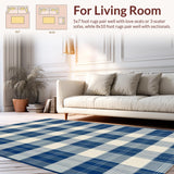 Ultra Soft Area Rug, Non Slip, Stain Resistant, Washable Area Rugs for Living Room, Bedroom, Contemporary Gray Medallion Influence(Blue)