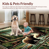 Ultra Soft Area Rug, Non Slip, Stain Resistant, Washable Area Rugs for Living Room, Bedroom, Rustic Multicolor Bear Scene(Brown)