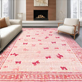 Ultra Soft Area Rug, Non Slip, Stain Resistant, Washable Area Rugs for Living Room, Bedroom, Lovely Pink Bow Pattern Carpet for Whimsical Decor(Pink)