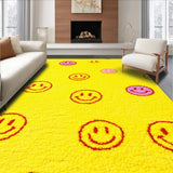 Ultra Soft Area Rug, Non Slip, Stain Resistant, Washable Area Rugs for Living Room, Bedroom, Playful Pastel Smiley Faces(Yellow)