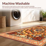 Ultra Soft Area Rug, Non Slip, Stain Resistant, Washable Area Rugs for Living Room, Bedroom, Artistic Warm Toned Medallion Style(Orange)