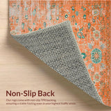 Ultra Soft Area Rug, Non Slip, Stain Resistant, Washable Area Rugs for Living Room, Bedroom, Cozy Rust and Teal Medallion(Orange)