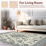Ultra Soft Area Rug, Non Slip, Stain Resistant, Washable Area Rugs for Living Room, Bedroom, Shag & Non Shedding Grey Beige(White)