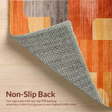 Ultra Soft Area Rug, Non Slip, Stain Resistant, Washable Area Rugs for Living Room, Bedroom, Earthy Toned Modern Artistry(Orange)
