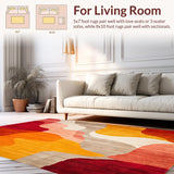 Ultra Soft Area Rug, Non Slip, Stain Resistant, Washable Area Rugs for Living Room, Bedroom, Vibrant Abstract Art(Orange)
