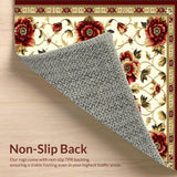 Ultra Soft Area Rug, Non Slip, Stain Resistant, Washable Area Rugs for Living Room, Bedroom, Elegant Floral Runner(White)