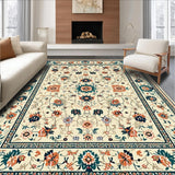 Ultra Soft Area Rug, Non Slip, Stain Resistant, Washable Area Rugs for Living Room, Bedroom, Intricate Floral Boho Display(Beige)