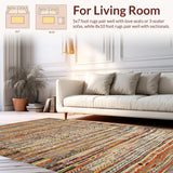 Ultra Soft Area Rug, Non Slip, Stain Resistant, Washable Area Rugs for Living Room, Bedroom, Stylish Textured Geometric Arrangement(Orange)