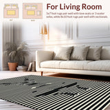 Ultra Soft Area Rug, Non Slip, Stain Resistant, Washable Area Rugs for Living Room, Bedroom, Rustic Glam Zebra Print Elegance(Black)