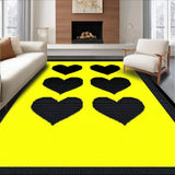 Ultra Soft Area Rug, Non Slip, Stain Resistant, Washable Area Rugs for Living Room, Bedroom, Trendy Minimalist Heart Design(Yellow)