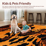 Ultra Soft Area Rug, Non Slip, Stain Resistant, Washable Area Rugs for Living Room, Bedroom, Striking Exotic Tiger Skin Motif(Brown)