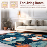 Ultra Soft Area Rug, Non Slip, Stain Resistant, Washable Area Rugs for Living Room, Bedroom, Modern Tropical Abstract Design(Blue)