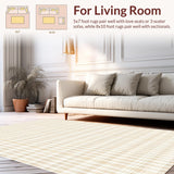 Ultra Soft Area Rug, Non Slip, Stain Resistant, Washable Area Rugs for Living Room, Bedroom, Retro Checkerboard Area with Beige Geometric Grid and Eclectic Accents(Beige)