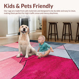 Ultra Soft Area Rug, Non Slip, Stain Resistant, Washable Area Rugs for Living Room, Bedroom, Non-Slip Entryway Rug Contemporary Pink Grey(Pink)