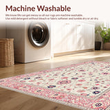 Ultra Soft Area Rug, Non Slip, Stain Resistant, Washable Area Rugs for Living Room, Bedroom, Chic Earthy Floral Arrangement(Ivory)