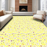 Ultra Soft Area Rug, Non Slip, Stain Resistant, Washable Area Rugs for Living Room, Bedroom, Charming Daisy Floral Aesthetic(Yellow)