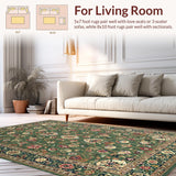 Ultra Soft Area Rug, Non Slip, Stain Resistant, Washable Area Rugs for Living Room, Bedroom, Elegant Transitional Tiled Design(Green)