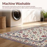 Ultra Soft Area Rug, Non Slip, Stain Resistant, Washable Area Rugs for Living Room, Bedroom, Chic Warm Neutral Palette(White)