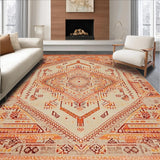 Ultra Soft Area Rug, Non Slip, Stain Resistant, Washable Area Rugs for Living Room, Bedroom, Artful Tiled Rustic Visuals(Orange)
