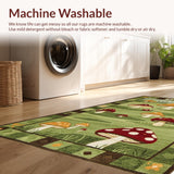 Ultra Soft Area Rug, Non Slip, Stain Resistant, Washable Area Rugs for Living Room, Bedroom, Charming Rustic Nature Pattern(Green)