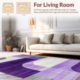 Ultra Soft Area Rug, Non Slip, Stain Resistant, Washable Area Rugs for Living Room, Bedroom, Sophisticated Grey and Purple Motif(Purple)
