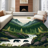 Ultra Soft Area Rug, Non Slip, Stain Resistant, Washable Area Rugs for Living Room, Bedroom, Vintage Lodge Aesthetic Patterns(Green)