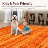 Ultra Soft Area Rug, Non Slip, Stain Resistant, Washable Area Rugs for Living Room, Bedroom, Luxurious Abstract Color Fusion(Orange)