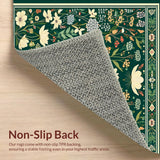 Ultra Soft Area Rug, Non Slip, Stain Resistant, Washable Area Rugs for Living Room, Bedroom, Artful Botanical Insect Composition(Green)