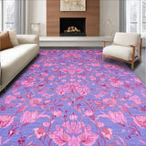 Ultra Soft Area Rug, Non Slip, Stain Resistant, Washable Area Rugs for Living Room, Bedroom, Chic Modern Flower Motif(Purple)