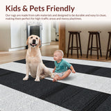 Ultra Soft Area Rug, Non Slip, Stain Resistant, Washable Area Rugs for Living Room, Bedroom, Stylish High-Contrast Patterned Piece(Black)
