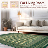 Ultra Soft Area Rug, Non Slip, Stain Resistant, Washable Area Rugs for Living Room, Bedroom, Boho Geometric Area for Foyer(Green)