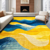 Ultra Soft Area Rug, Non Slip, Stain Resistant, Washable Area Rugs for Living Room, Bedroom, Contemporary Geometric Color Blend(Yellow)