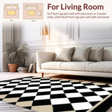 Ultra Soft Area Rug, Non Slip, Stain Resistant, Washable Area Rugs for Living Room, Bedroom, Chic Black Diamond Geometry(Black)