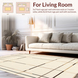 Ultra Soft Area Rug, Non Slip, Stain Resistant, Washable Area Rugs for Living Room, Bedroom, Contemporary Geometric Neutral Beige Area Modern Design(Beige)