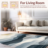Ultra Soft Area Rug, Non Slip, Stain Resistant, Washable Area Rugs for Living Room, Bedroom, Chic Neutral Geometric Texture(Gray)