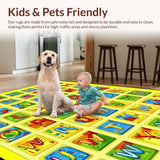 Ultra Soft Area Rug, Non Slip, Stain Resistant, Washable Area Rugs for Living Room, Bedroom, Lively Kaleidoscopic Educational Display(Yellow)
