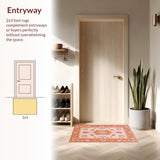 Ultra Soft Area Rug, Non Slip, Stain Resistant, Washable Area Rugs for Living Room, Bedroom, Lively Orange Garden Inspired Rug(Orange)