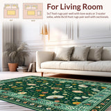 Ultra Soft Area Rug, Non Slip, Stain Resistant, Washable Area Rugs for Living Room, Bedroom, Forest Green Tiled Aesthetic(Green)