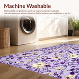 Ultra Soft Area Rug, Non Slip, Stain Resistant, Washable Area Rugs for Living Room, Bedroom, Contemporary Floral Print Entrance Rug(Purple)