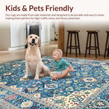 Ultra Soft Area Rug, Non Slip, Stain Resistant, Washable Area Rugs for Living Room, Bedroom, Serene Light Blue Ethnic Patterns(Blue)