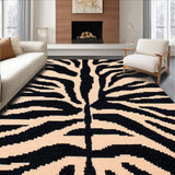 Ultra Soft Area Rug, Non Slip, Stain Resistant, Washable Area Rugs for Living Room, Bedroom, Modern Zebra Print Entryway Runner Rug Black Peach(Beige)