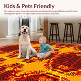 Ultra Soft Area Rug, Non Slip, Stain Resistant, Washable Area Rugs for Living Room, Bedroom, Lively Lava Stream Concept(Orange)