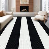 Ultra Soft Area Rug, Non Slip, Stain Resistant, Washable Area Rugs for Living Room, Bedroom, Sleek Abstract Striped Arrangement(Black)