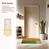 Ultra Soft Area Rug, Non Slip, Stain Resistant, Washable Area Rugs for Living Room, Bedroom, Vibrant Striped Entryway Rug for Minimalist Homes(Orange)