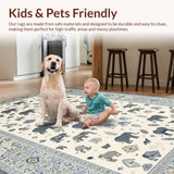 Ultra Soft Area Rug, Non Slip, Stain Resistant, Washable Area Rugs for Living Room, Bedroom, Vibrant Grey and Ivory Kids' Design(White)